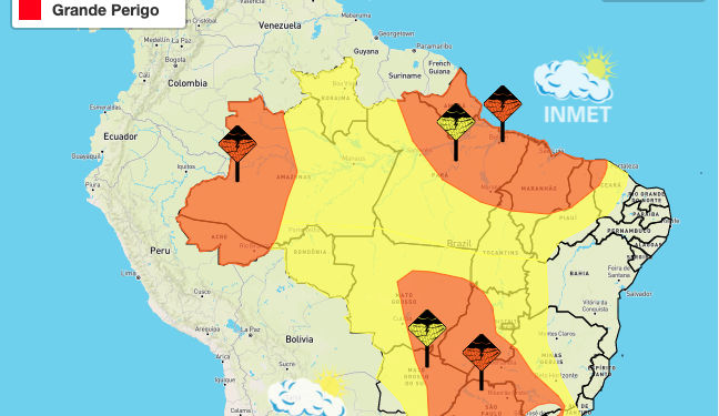 Perigo: Inmet emite alerta de perigo por chuvas no Maranhão